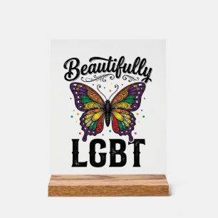 美しいLGBTバタフライビンテージプライドシャツ_1 アクリルサイン