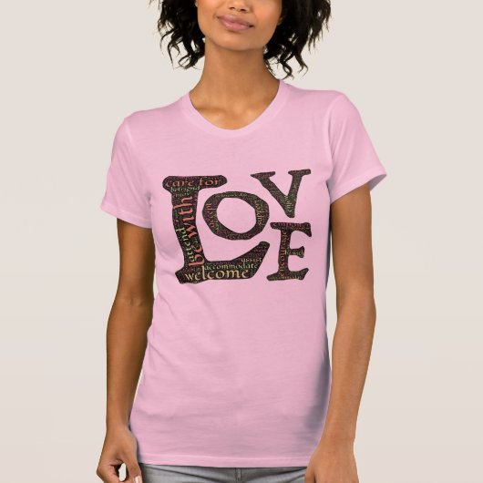 美しいLOVEワードアート - 愛と思いやりを広げよう Tシャツ (正面)