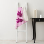 美しいMモノグラムかわいらしピンクのチューリップフローラ シェルパブランケット (インサイチュ)