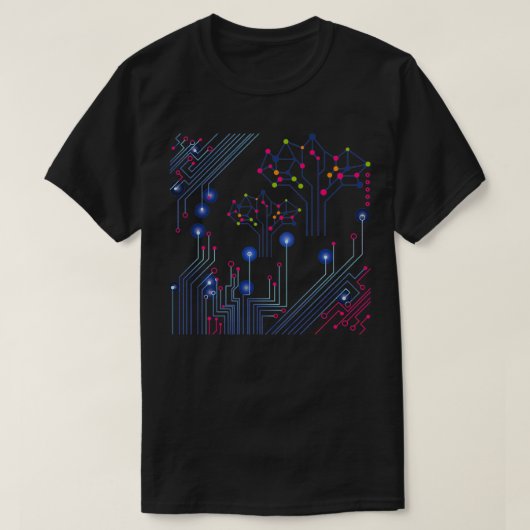 美しいPCBプリント基板トレースラインと Tシャツ (デザイン正面)