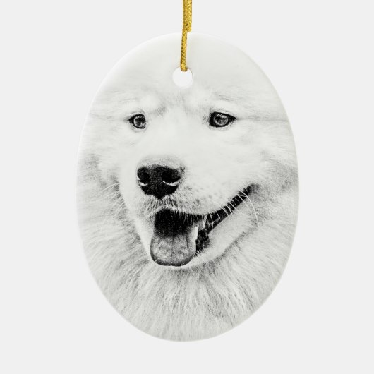 美しいSamoyed犬の芸術 セラミックオーナメント (正面)