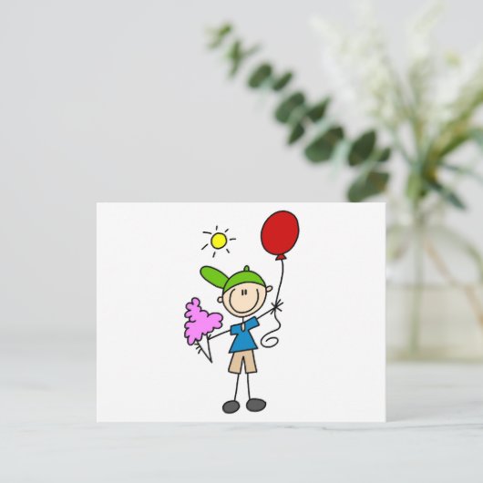 美しいTシャツと贈り物のスティックフィギュア ポストカード (スタンド正面)