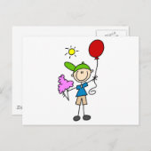 美しいTシャツと贈り物のスティックフィギュア ポストカード (正面/裏面)