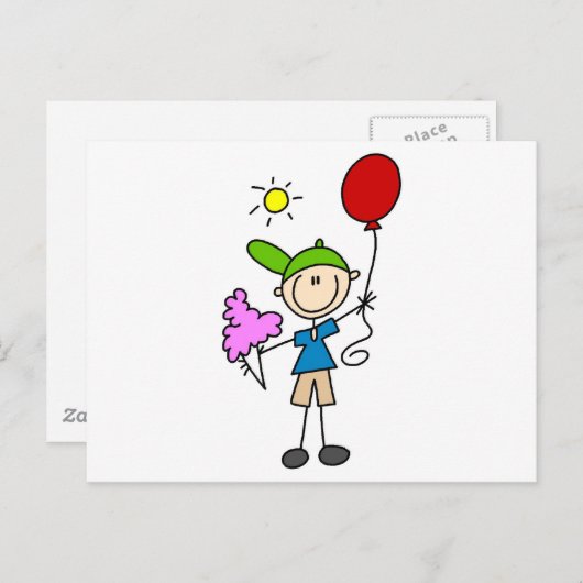 美しいTシャツと贈り物のスティックフィギュア ポストカード (正面/裏面)