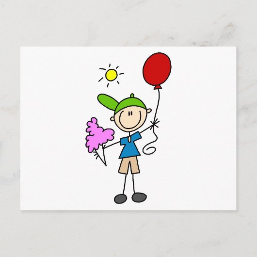 美しいTシャツと贈り物のスティックフィギュア ポストカード (正面)