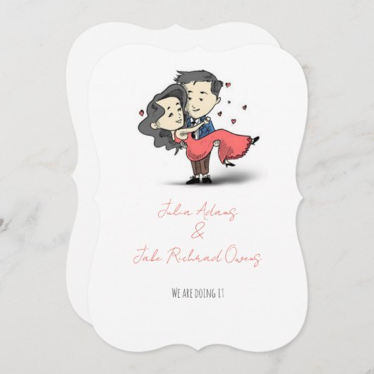 美しおもしろいいロマ結婚ティックなカップルの招待 招待状 (正面/裏面)