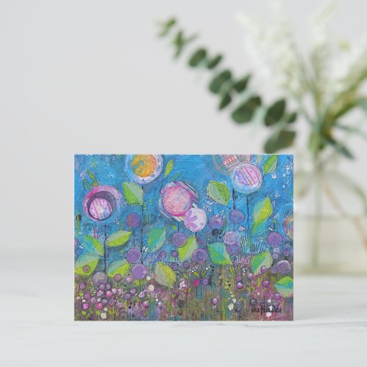美しお洒落い庭の芸術、明るい花。 ポストカード (スタンド正面)
