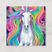 美しお洒落い白い一角馬の花 スクエア名刺 (正面)