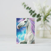 美しお洒落い白い一角馬の花 名刺 (スタンド正面)