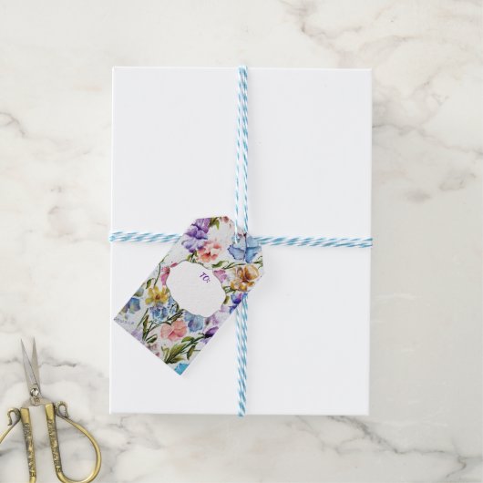 美しお洒落い花柄 ギフトタグ (より糸付き)