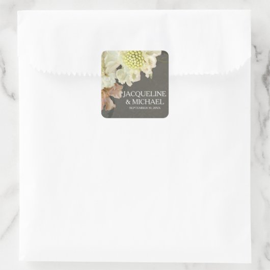 美しかわいらしいモダンフローラグ結婚レイのシール スクエアシール (バッグ)