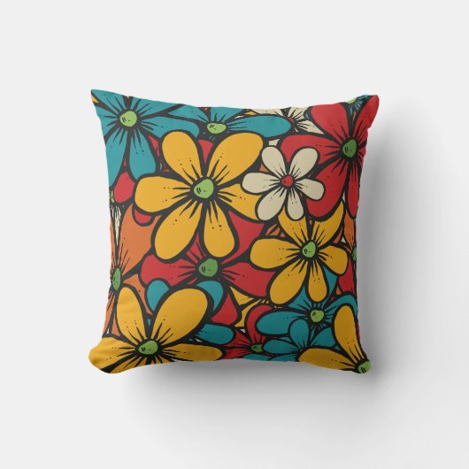 美しかわいらしいレトロな花 クッション (正面)