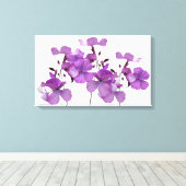 美しかわいらしい紫の花モダンフローラ キャンバスプリント (インサイチュ (ウッドフロア))
