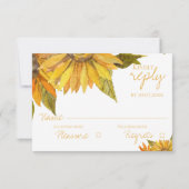 美しかわいらしい黄色ひまわりフローラ結婚ズ 出欠カード (裏面)