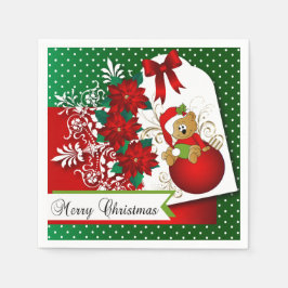 美しくおもしろいでメリークリスマスベア スタンダードカクテルナプキン