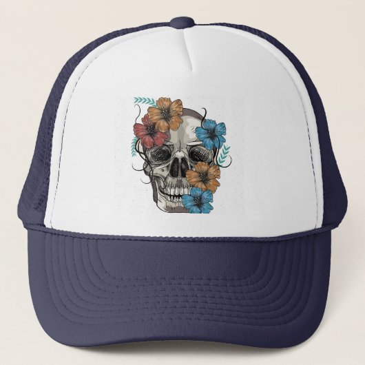 美しくおもしろいな死んだメキシコ女性のヘッドスカル キャップ (正面)