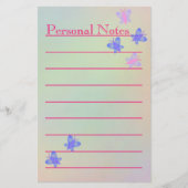 美しくかわいいパステル調の蝶女の子の学校のノート 便箋 (正面)