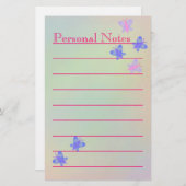 美しくかわいいパステル調の蝶女の子の学校のノート 便箋 (正面/裏面)