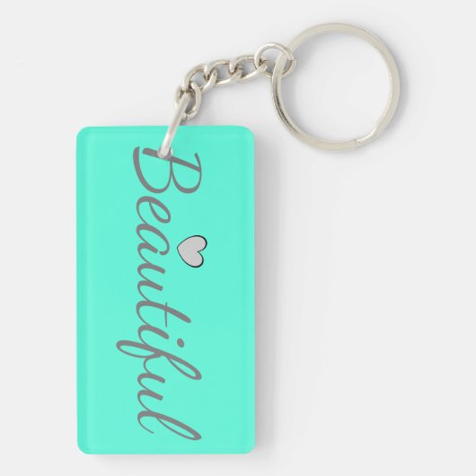 美しくかわいい単語のプリントのターコイズ キーホルダー (裏面)