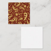 美しくインスパイア民族的な赤金ゴールドパターン(の模様が)ある スクエア名刺 (正面/裏面)