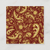 美しくインスパイア民族的な赤金ゴールドパターン(の模様が)ある スクエア名刺 (正面)