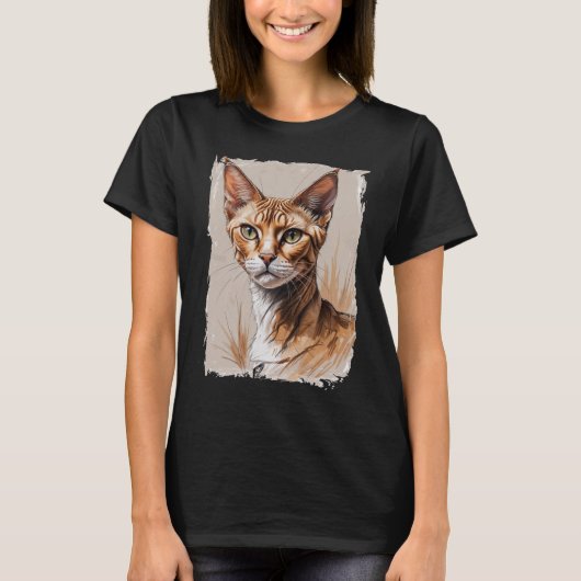 美しくエレガントなスフィンクス猫 Tシャツ (正面)