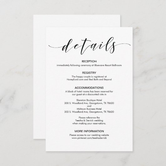 美しくエレガントな結婚式はエンクロージャカードを詳しく述べます エンクロージャーカード (正面/裏面)