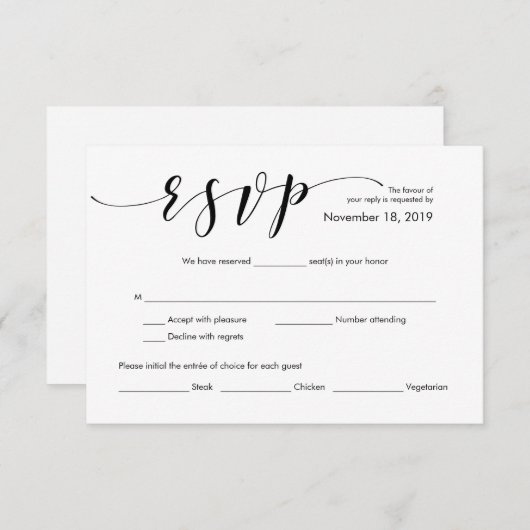 美しくエレガントな結婚RSVPのエンクロージャカード エンクロージャーカード (正面/裏面)