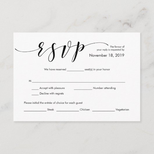 美しくエレガントな結婚RSVPのエンクロージャカード エンクロージャーカード (正面)