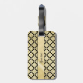 美しくエレガントな金ゴールド及び黒い対称 ラゲッジタグ (裏面縦)