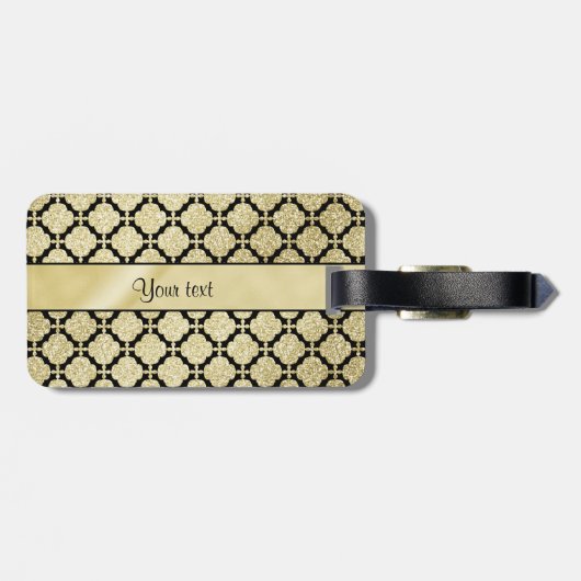 美しくエレガントな金ゴールド及び黒い対称 ラゲッジタグ (裏面横)