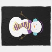 美しくカスタムなクリスマスの雪だるま フリースブランケット (正面(横))