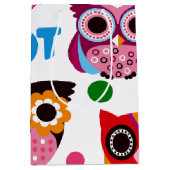 美しくカラフルでカスタムなフクロウ ミディアムペーパーバッグ (正面)