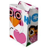 美しくカラフルでカスタムなフクロウ ミディアムペーパーバッグ (裏面アングル)