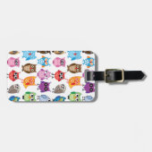 美しくカラフルでカスタムなフクロウ ラゲッジタグ (正面横)