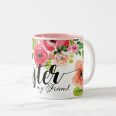 美しくカラフルな水彩画の花の姉妹のマグ ツートーンマグカップ (正面右)