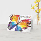 美しくカラフルな蝶誕生日 カード (黄色い花)