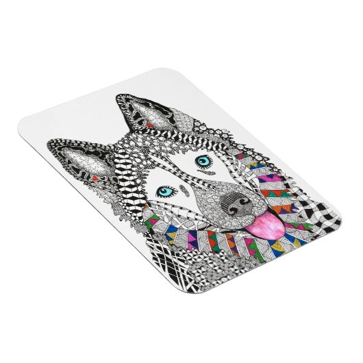 美しくカラフルシベリアのハスキー磁石3"x4" マグネット (右側)