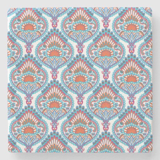美しくカラフルペイズリー ストーンコースター (正面)