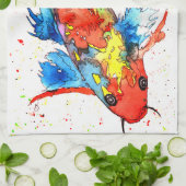 美しくコイカラフルの魚のキッチンタオル キッチンタオル (折り畳み)