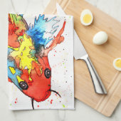 美しくコイカラフルの魚のキッチンタオル キッチンタオル (四つ折り)