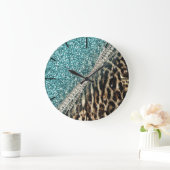 美しくシックでガーリーなヒョウの動物のフェイクな毛皮のプリント ラージ壁時計 (ホーム)