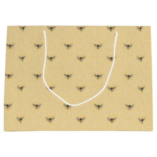 美しくシックな手描きの蜂パターン ラージペーパーバッグ (正面)