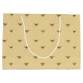 美しくシックな手描きの蜂パターン ラージペーパーバッグ (裏面)