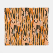 美しくシームレスな虎の柄、桃色 フリースブランケット (正面(横))