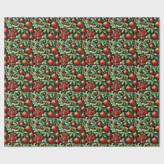 美しくダマスクエレガントのクリスマスホリデー ラッピングペーパー (フラット)