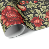 美しくダマスクエレガントのクリスマスホリデー ラッピングペーパー (ロールコーナー)
