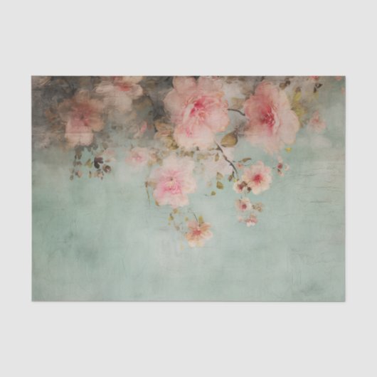 美しくダメージ加工されたピンクの花のフチ 薄葉紙 (正面)