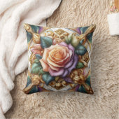 美しくデザインされたバラを巧みに表現 クッション (ブランケット)