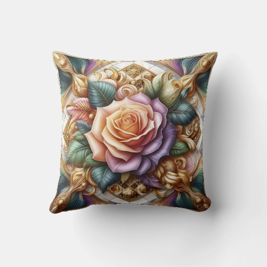 美しくデザインされたバラを巧みに表現 クッション (裏面)